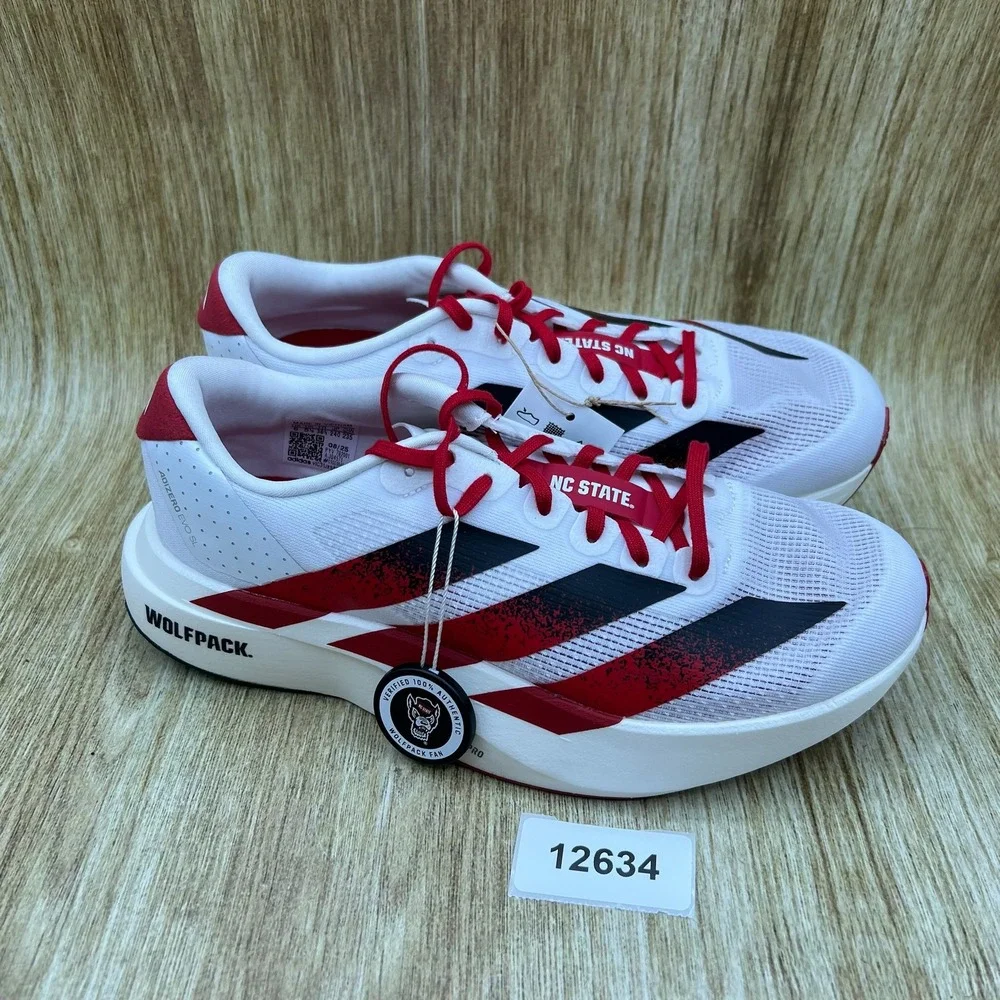 Adidas Adizero Evo SL NC State Wolfpack Mens 6 Women's 7 White Red Shoes JQ4571